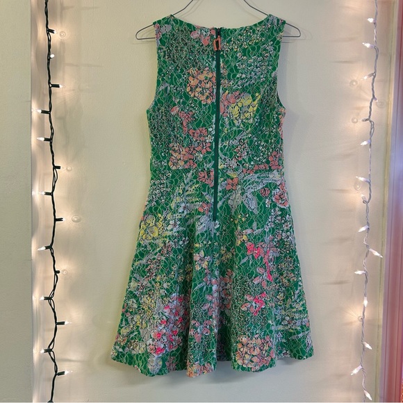 Anthropologie Maeve Dress Verbena Lace Floral Green Sequin Spring Size 2 - Picture 7 of 11
